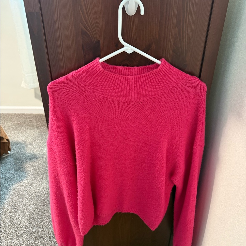 Pink Lily Vibrant Pink Crew Neck Sweater
